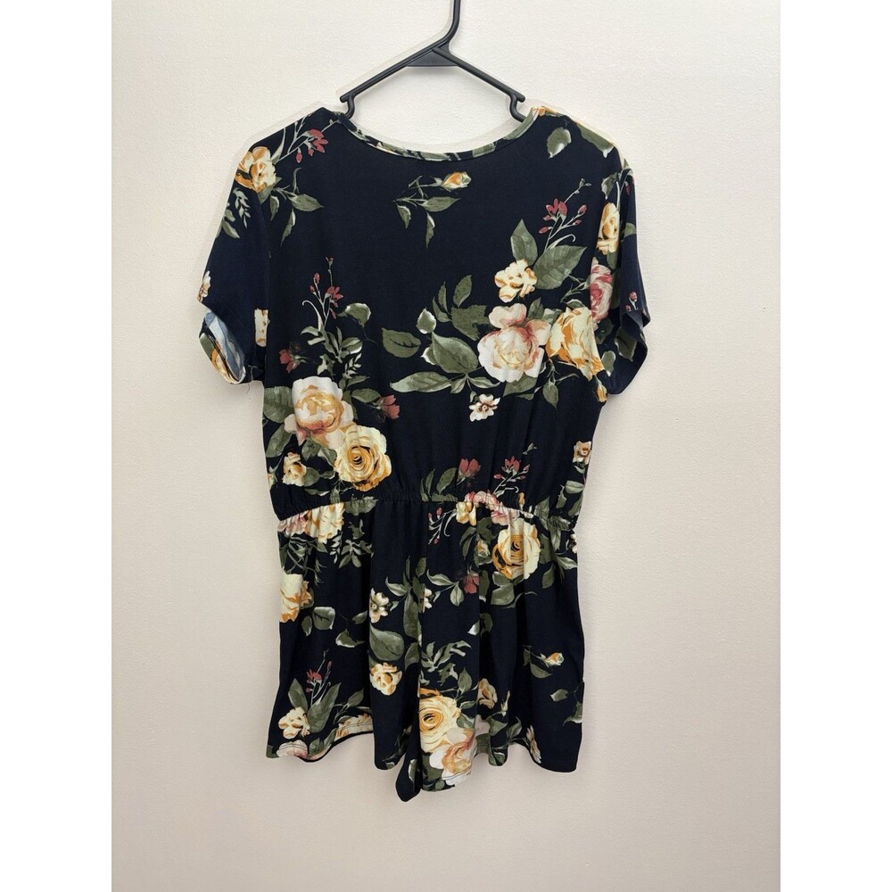 J For Justify Women’s Romper Floral XL Short Sleeve Surplice Neck Elastic Waist - Picture 3 of 11